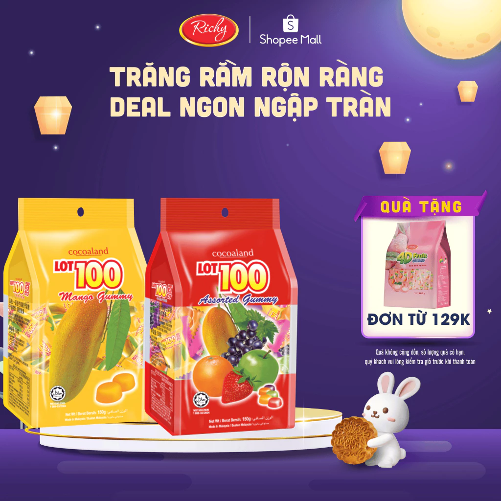 [TẶNG QUÀ ĐƠN TỪ 129K] Kẹo LOT 100 Cocoaland vị xoài túi 1kg, bánh kẹo Richy, back to school