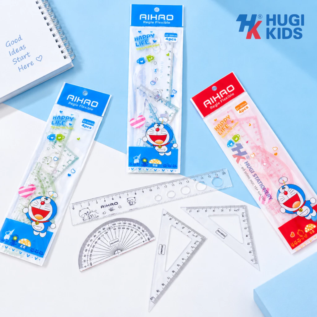 Thước Bộ 4 Món Aihao – Thước Học Sinh Hình Học Chính Xác, Chất Liệu Bền Đẹp, Dễ Sử Dụng