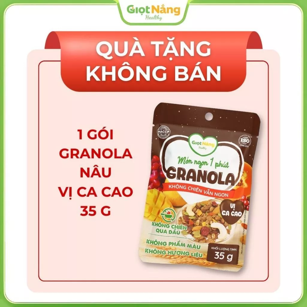 [QUÀ TẶNG KHÔNG BÁN] Granola Vị Cacao 35g Gói Nâu Không Chiên từ Nông Sản Giọt Nắng Tết Trung Thu
