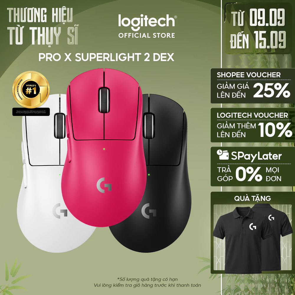Chuột Gaming không dây Logitech G PRO X SUPERLIGHT 2 DEX LIGHTSPEED, Nhẹ 60g, Hero 2, 32k DPI, USB-C