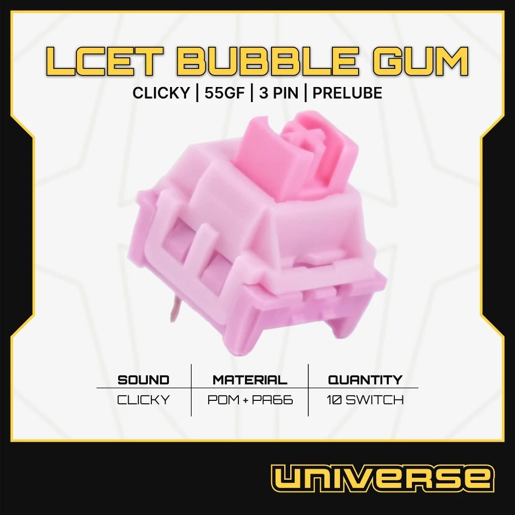10 Switch LCET Bubble Gum Switch Clicky Stem Box 3 Pin 55g POM + PA66 Công Tắc Bàn Phím Cơ Universe