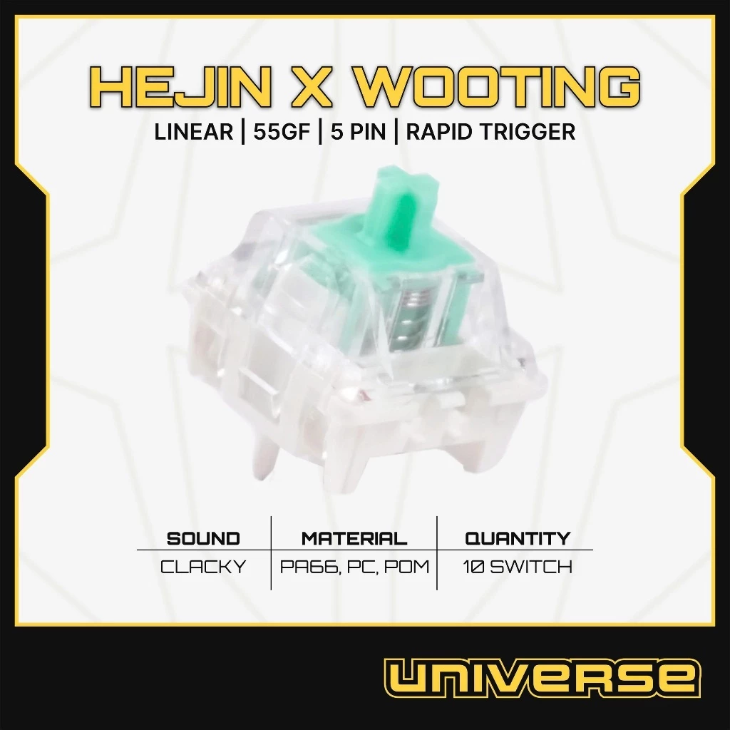 10 Switch HEJIN X WOOTING Cyan Rapid Trigger Switch Linear 5 Pin 55g Prelube Công Tắc Bàn Phím Cơ