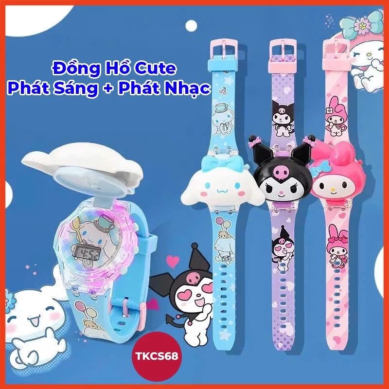 Đồng Hồ Đồ Chơi Trẻ Em Phát Nhạc Đèn Led 3D Hình Hoạt Hình Dễ Thương, Đồng Hồ Cho Bé Nhiều Màu Sắc Lựa Chọn