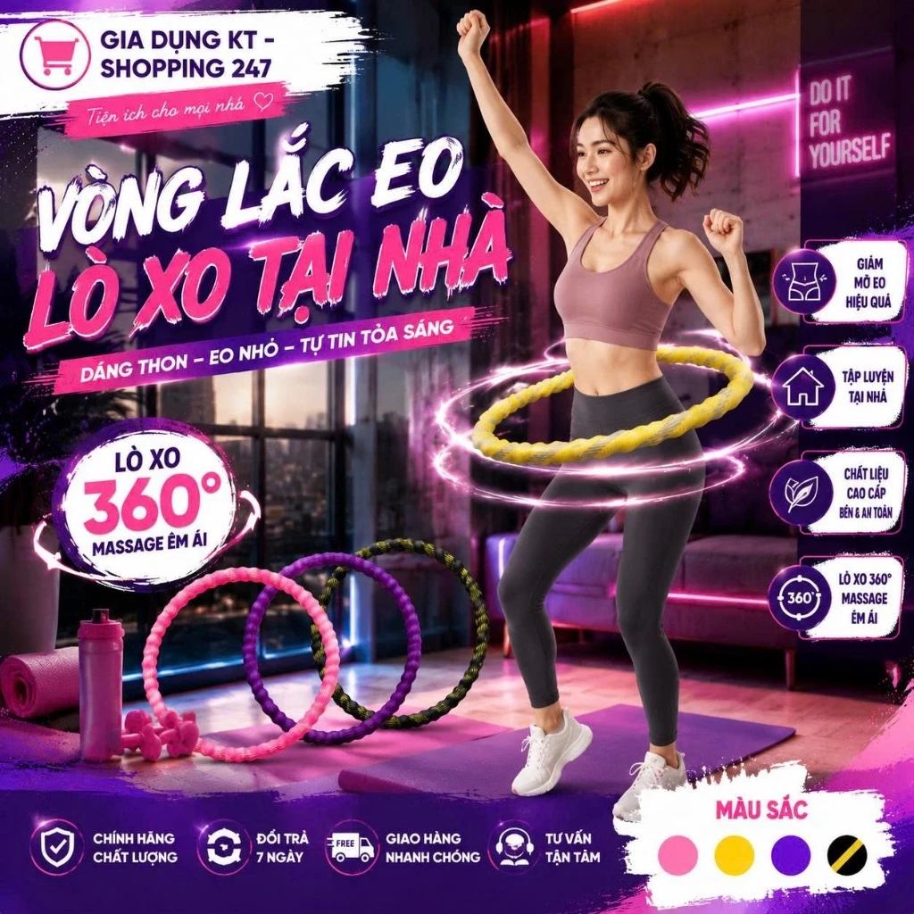Lắc Vòng Eo Lò Xo, Vòng Lắc Eo Đa Năng Bọc Vải Cao Cấp Không Kẹp Da, Êm Ái Giúp Hỗ Trợ Giảm Mỡ Eo Hiệu Quả Tại Nhà