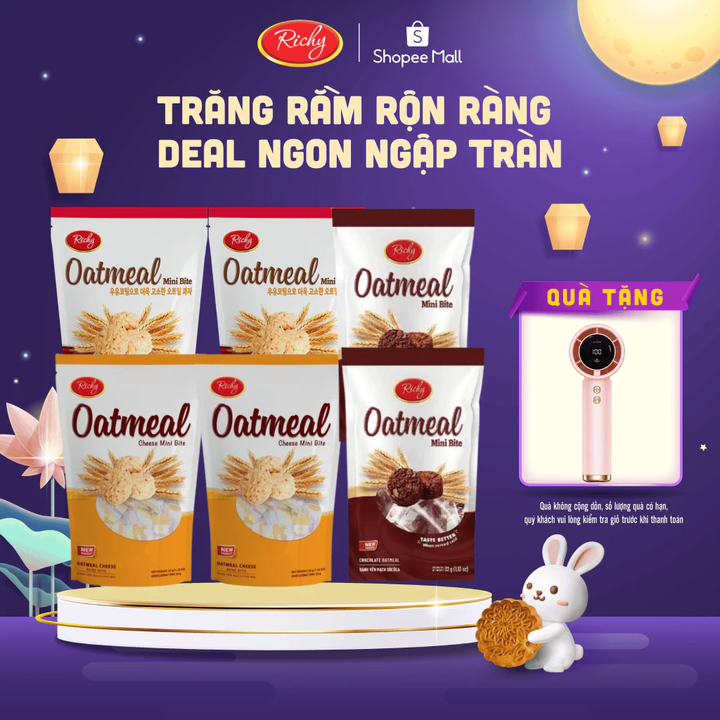 [TẶNG QÙA ĐƠN TỪ 129K] Combo 6 gói bánh yến mạch Richy vị sữa và phô mai 35g Back to school