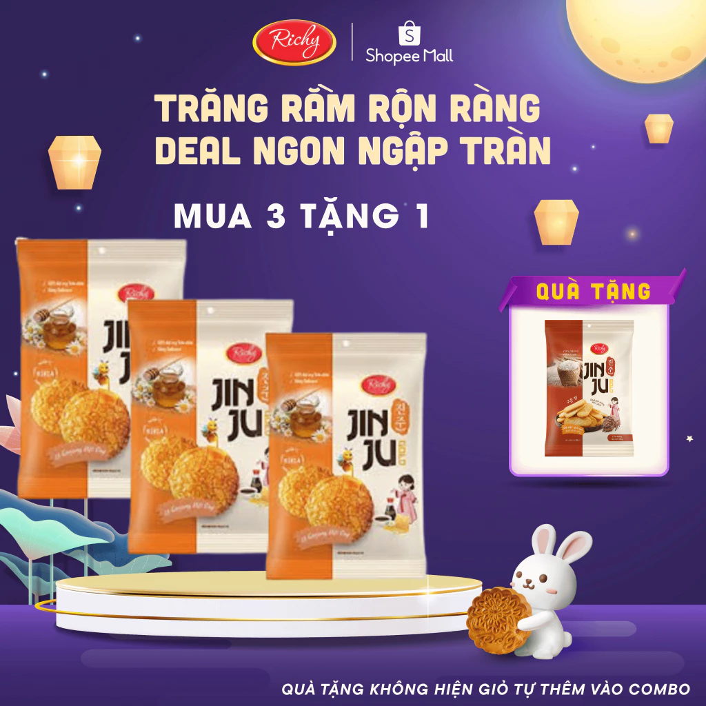 [MUA 3 TẶNG 1] Bánh gạo Richy Jinju Gold hương vị Ganjang mật ong 100g  back to school