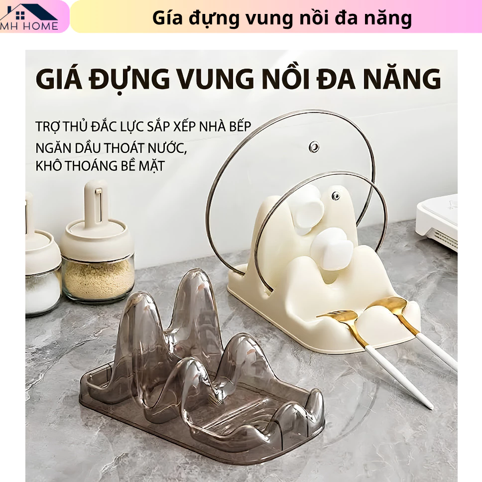 Giá Úp Nắp Nồi Gác Muỗng Đũa Nhựa Ca Cấp - Kệ Để Vung Nồi Nhà Bếp Đa Năng Thông Minh