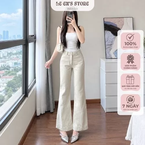 Quần ống loe chất kaki bò dày dặn loại 1, quần dài nữ loe nhẹ tôn dáng basic dễ phối đồ-Q147