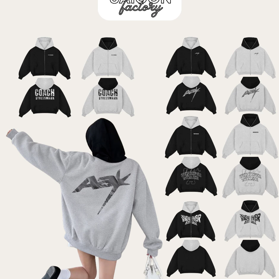 [KHÔNG XÙ LÔNG] Hoodie Zip Raglan BOXY NỈ CHÂN CUA 420gsm khóa kéo 2 chiều unisex