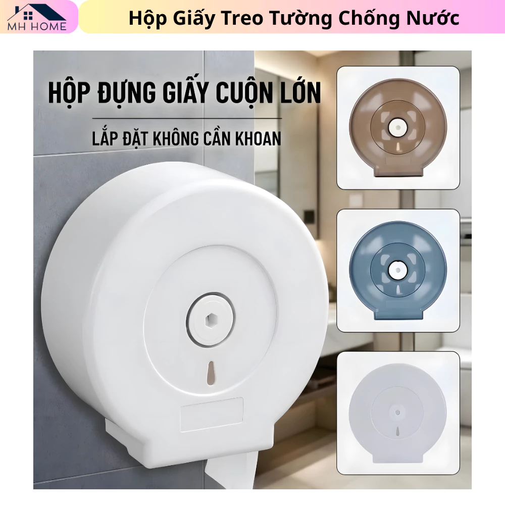 Hộp Giấy Vệ Sinh Cuộn Lớn Treo Tường Chống Nước – Hộp Đựng Giấy Vệ Sinh Công Nghiệp Kín, Gọn Gàng, Dễ Sử Dụng