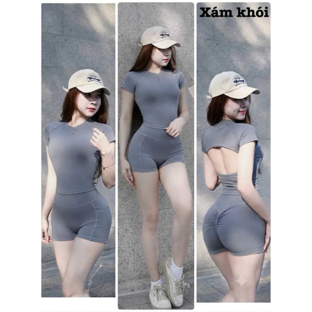 Set Đùi - Áo Croptop Thể Thao Nữ Tập Gym, Yoga, Aerobic, Pickleball, Pilates