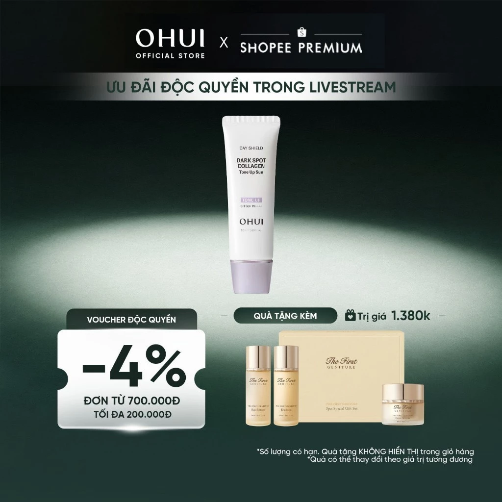 [Lucie x OHUI] Kem chống nắng nâng tông che đốm thâm bổ sung Collagen Shield Dark Spot Collagen Tone Up Sun SPF50+ PA