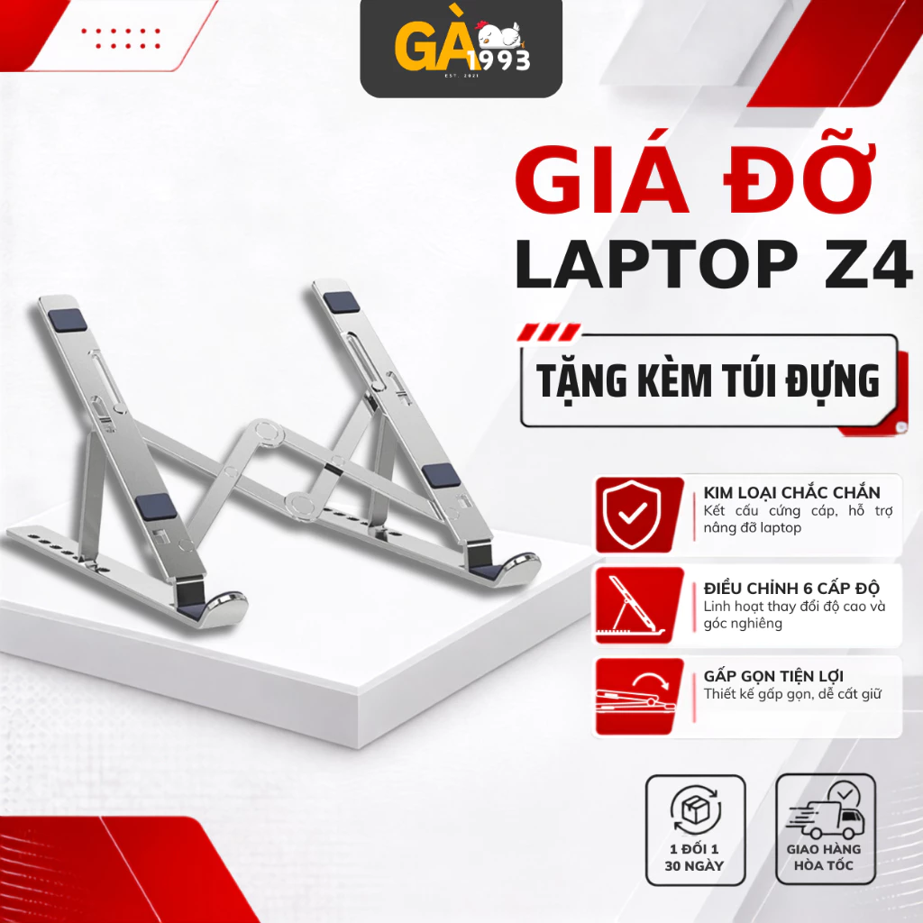 Giá đỡ laptop hợp kim nhôm size 15/16/17/18 inch có nhiều cấp độ điều chình tuỳ chọn gấp gọn dễ dàng