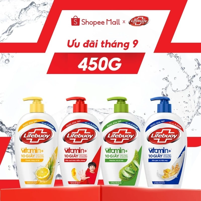 Nước Rửa Tay Lifebuoy Bảo Vệ Khỏi 99.9% Vi Khuẩn Gây Bệnh Hỗ Trợ Cùng Đề Kháng Da Tự Nhiên 450G