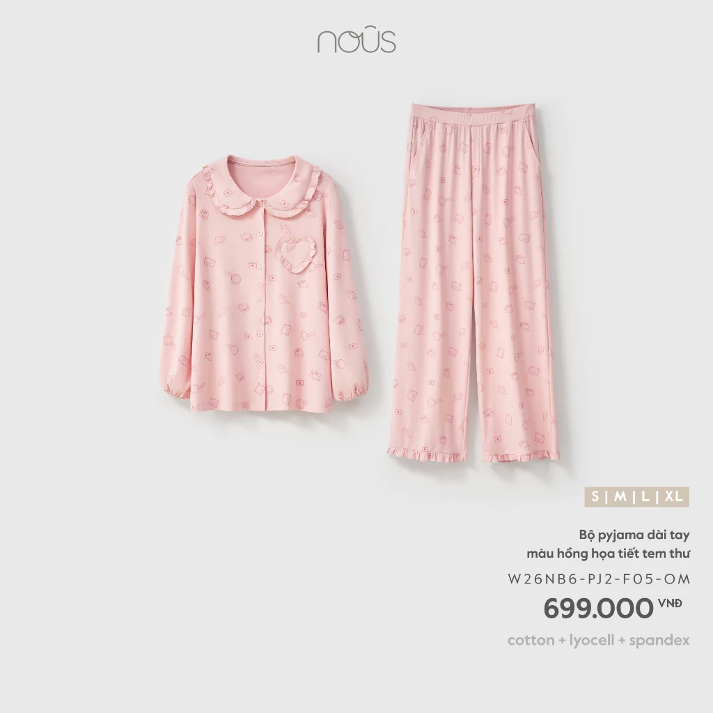 Nous Mom Bộ Pyjama in họa tiết cổ sen tay bồng, bộ ngủ, bộ mặc nhà cho mẹ sau sinh cách điệu mềm nhẹ dưới 72kg BST T9