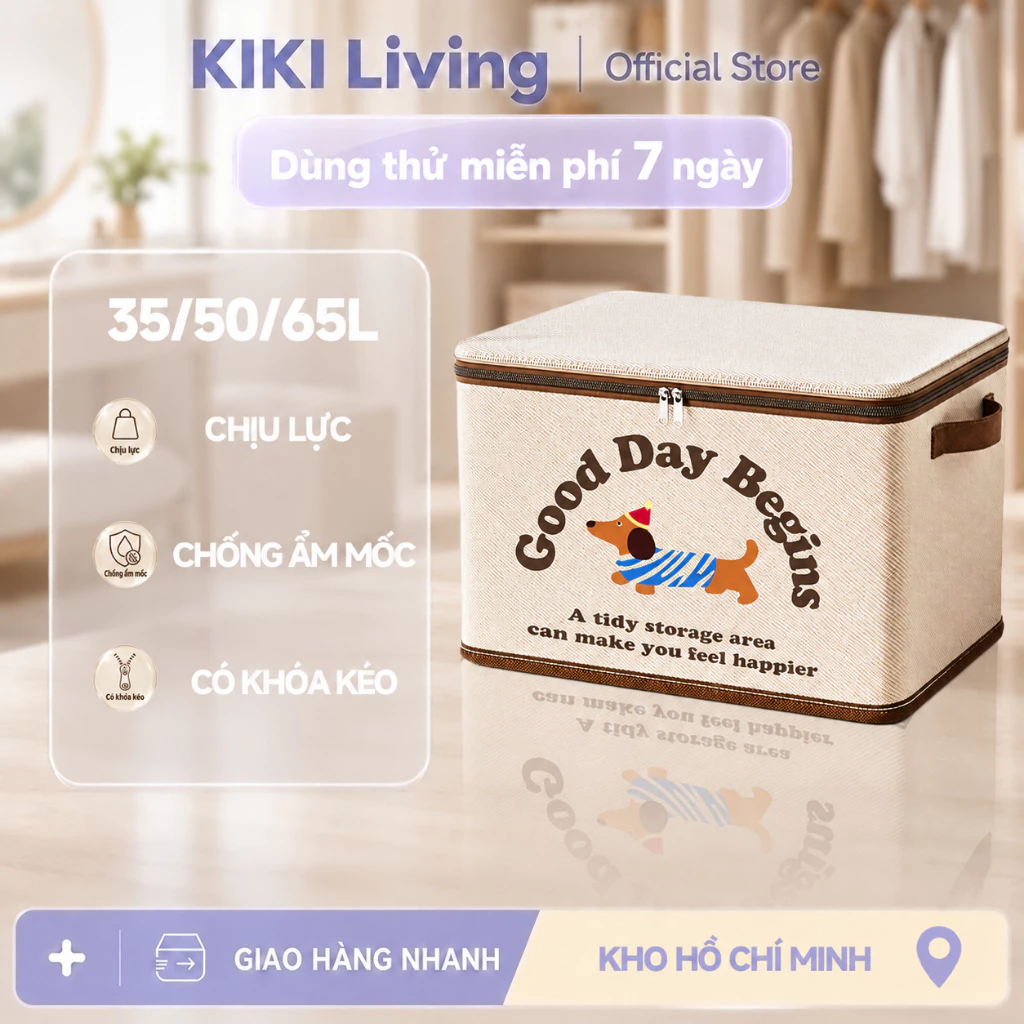 Hộp Đựng Quần Áo Hộp Đựng Đồ Đa Năng Dung Tích Lớn Gấp Gọn Có Khóa Kéo Có Tay Cầm Chống Bụi Chống Ẩm