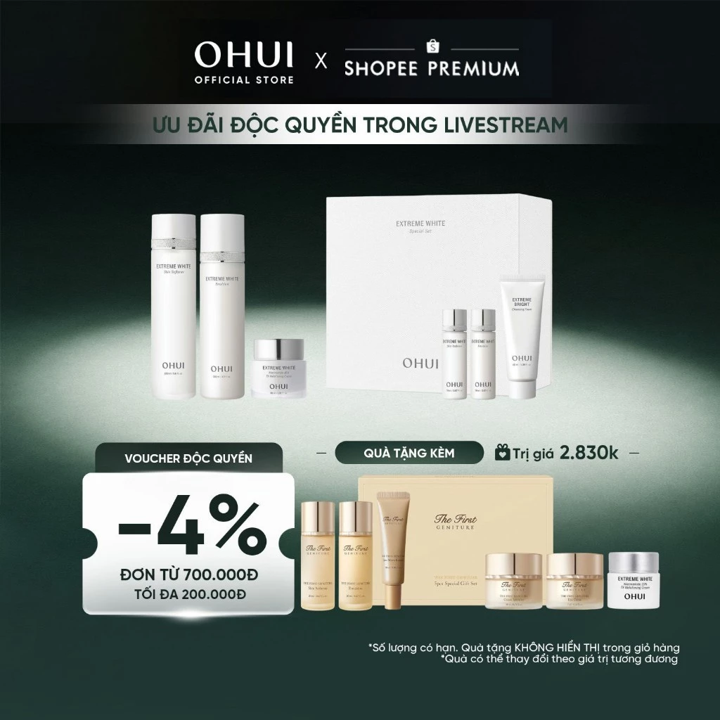 [Lucie x OHUI] Bộ 6 món dưỡng trắng da chuyên sâu cao cấp OHUI Extreme White Special Set 390ml
