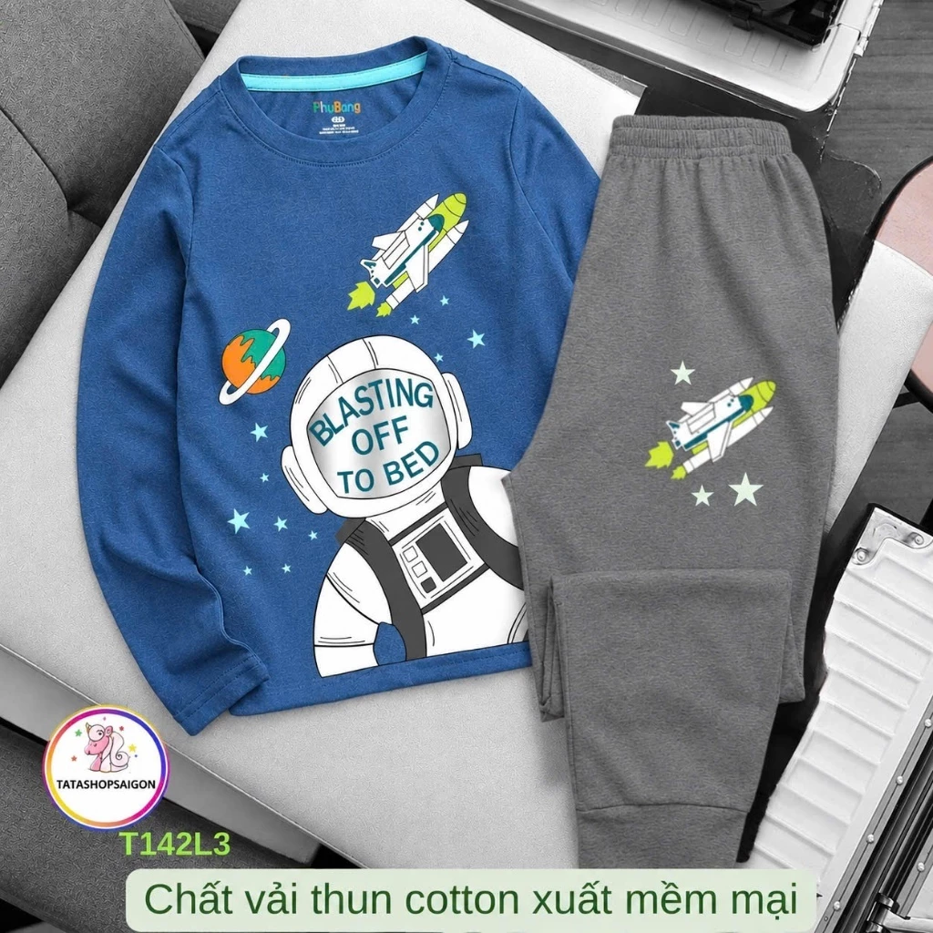 12 đến 40kg Đồ bộ bé trai tay dài size đại thun cotton xuất VNXK 9T
