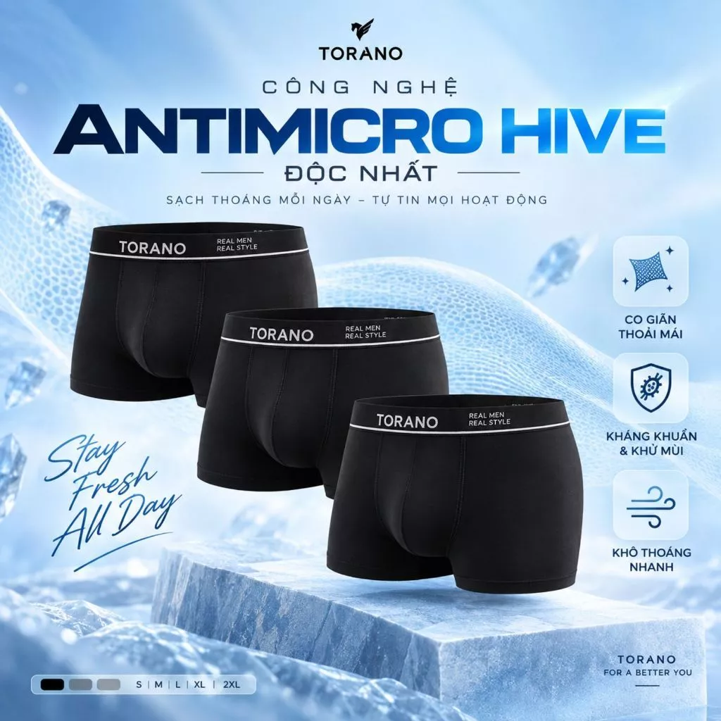 Combo Quần Lót Nam Torano Cao Cấp Men's UnderWear, Quần Sịp kháng khuẩn vải Siêu Đẹp DAUP006