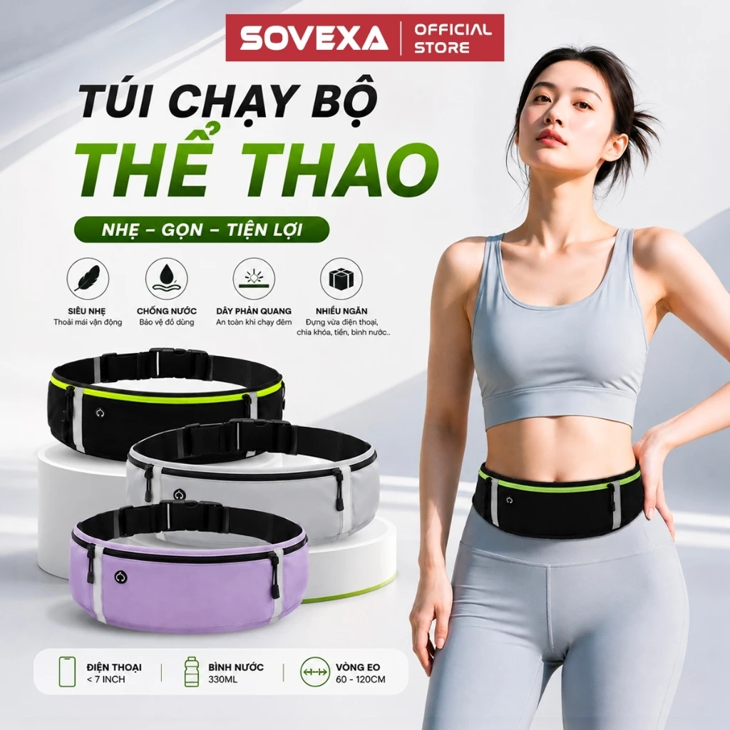 Túi Chạy Bộ Thể Thao Sovexa, Đai Đeo Bụng Đựng Điện Thoại Chống Nước Cao Cấp Cho Mọi Hoạt Động