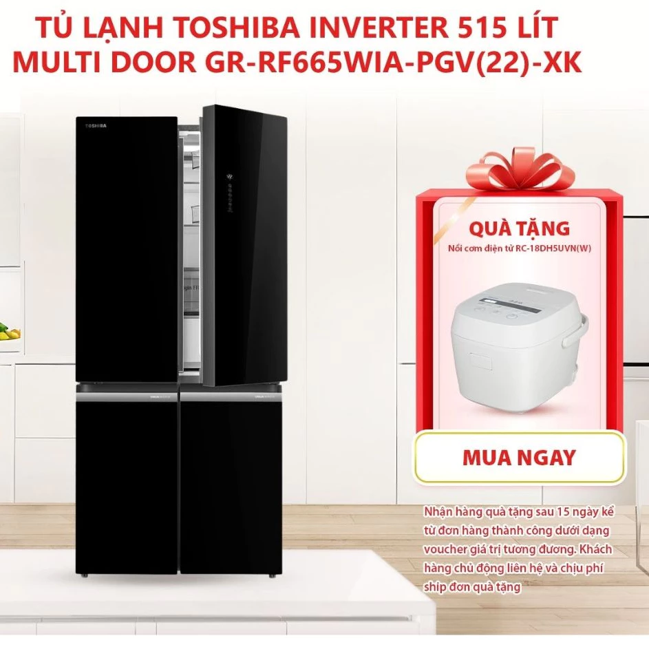 [FREESHIP] Tủ lạnh Toshiba Inverter 515 lít Multi Door GR-RF665WIA-PGV(22)-XK - Bảo hành 2 năm