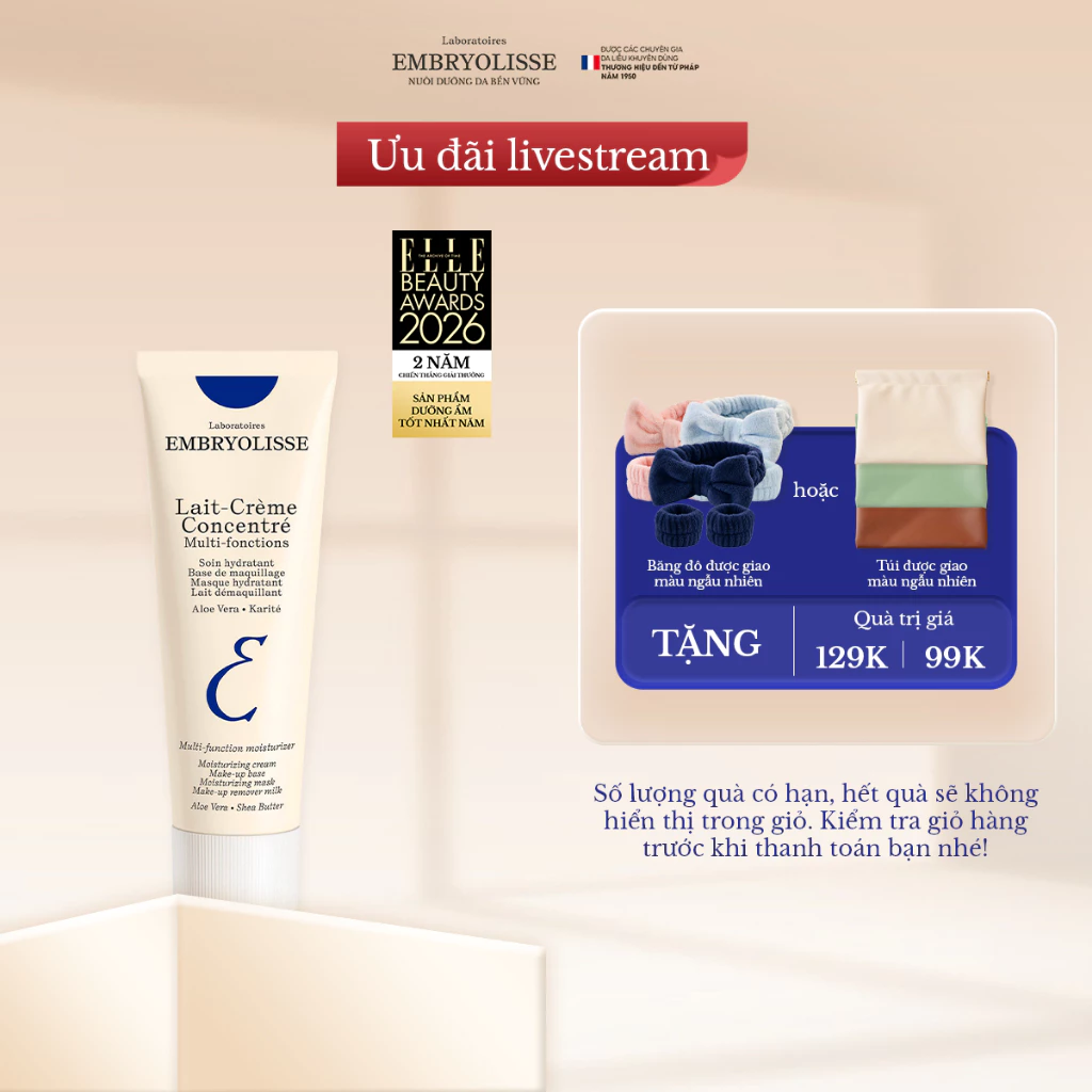 [Livestream x EMB] Kem Dưỡng Ẩm Phục Hồi Embryolisse Lait Creme Concentre 75ml