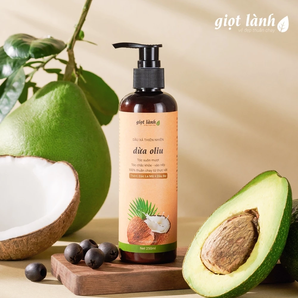 Dầu xả Dừa Oliu - Hết xơ rối, giảm chẻ ngọn Giọt Lành 250gram