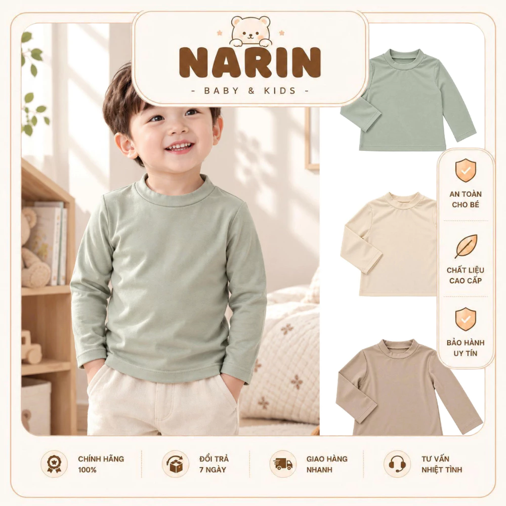 Áo Giữ Nhiệt Narin Chất Liệu Cotton Mềm Mại, Thoải Mái , Co Giãn 4 Chiều Bé Trai Bé Gái