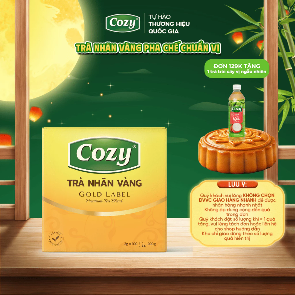 Trà Đen Nhãn Vàng Cozy 100 Túi Lọc Rời Dùng Pha Chế Trà Chanh,Trà Tắc,Trà Chanh Dây Kim Quất,Trà Sữa