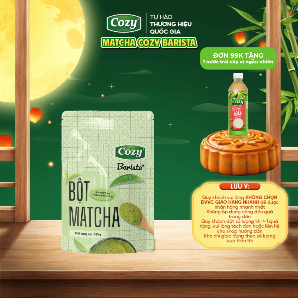 Bột Matcha Cozy, Bột Trà Xanh 100gr Pha Latte Trà Sữa, Matcha Làm Bánh Kẹo Nougat