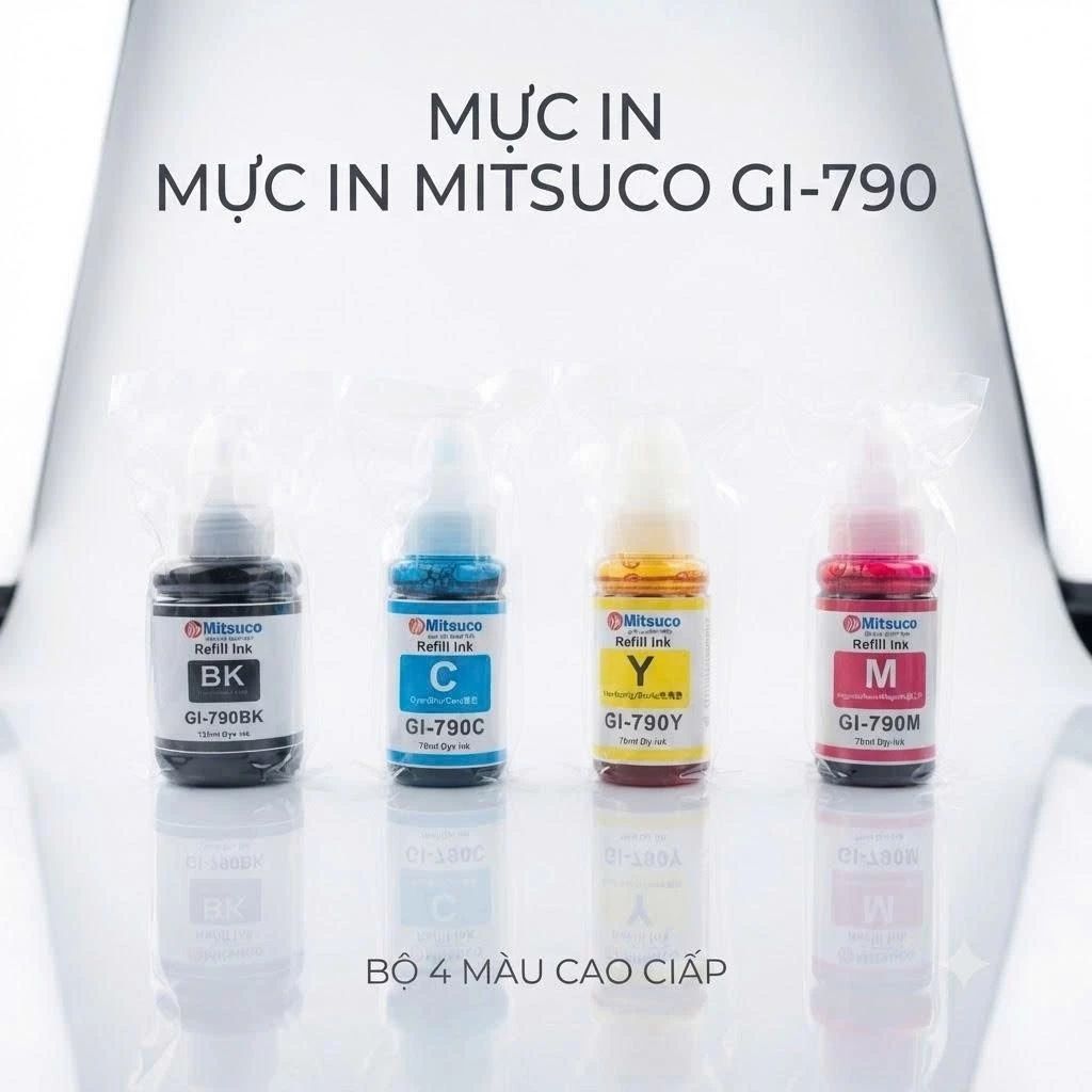 Mực In Mitsuco 790 Cho Canon G-Series G1010 G2010 G3010 G4010 - Bộ 4 Màu BK C M Y In Đậm Nét Giá Rẻ