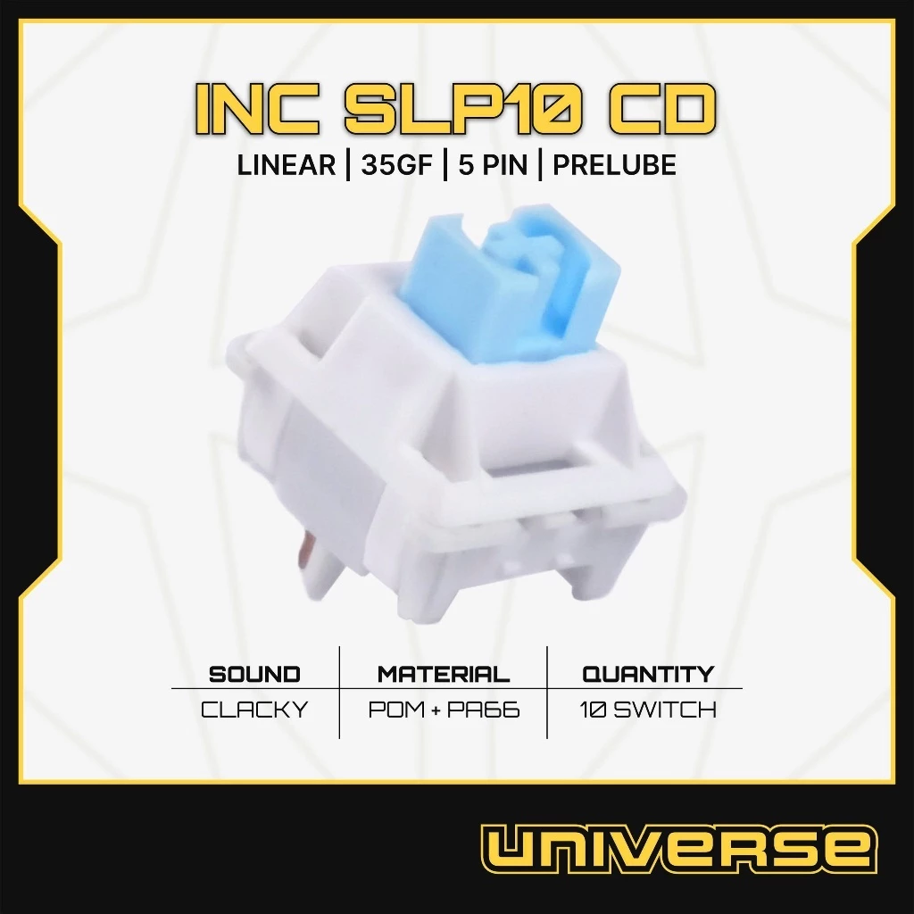 10 Switch Click Inc SLP10 Cloud Dancer Linear 35g 5 Pin POM + PA66 Prelube Công Tắc Bàn Phím Cơ