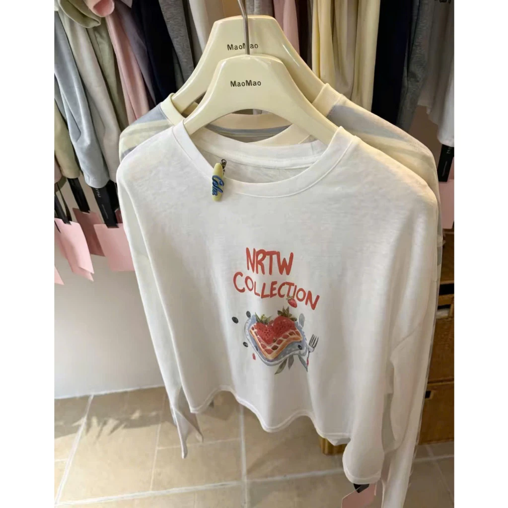 Áo thun nữ dài tay dáng lửng chất XƯỢC GIẤY MENINA, áo phông tay dài nữ croptop in hình thời trang.