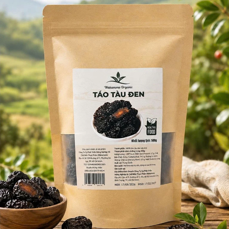 Táo tàu đen Wakamono Organic không chất bảo quản, không phẩm màu, ngọt, dẻo, thơm, ăn ngon