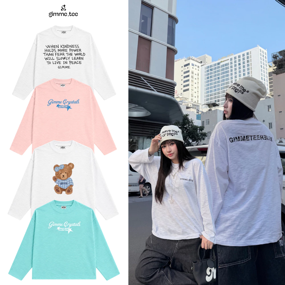 [Cotton Xước] Áo Thun Tay Dài Boxy Thu Đông Gimme - THU ĐÔNG 2026 - Premium Slub Cotton 2 Chiều 250gsm Thoáng Mát-GMTD21