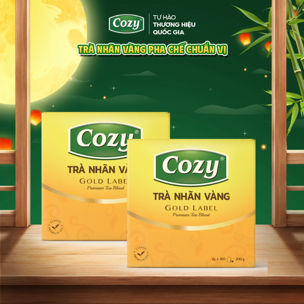 Combo 2 Hộp Trà Đen Nhãn Vàng Cozy 100 Túi Lọc Không HS Dùng Pha Chế Trà Chanh, Trà Tắc, Trà Sữa, Trái Cây