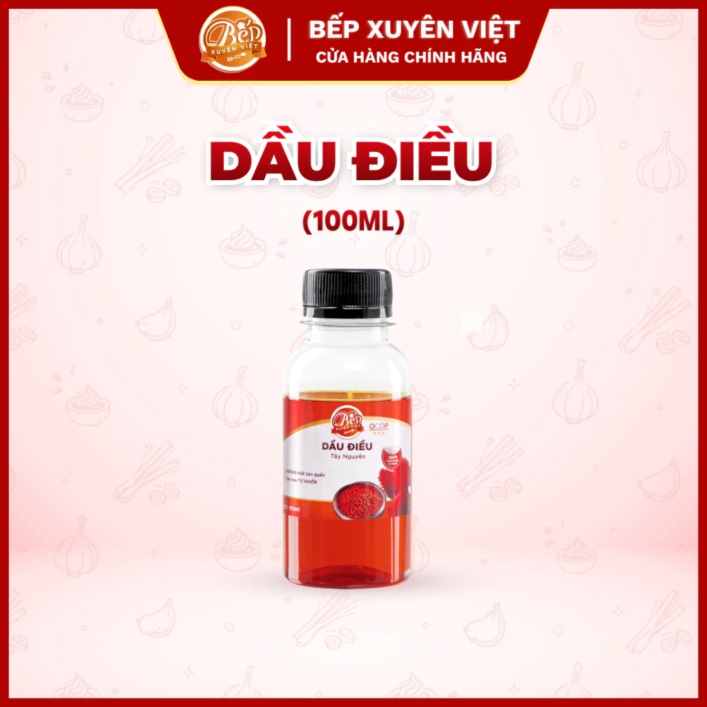 [QUÀ TẶNG] Dầu Màu Điều Từ Hạt Điều Đỏ Tây Nguyên Bếp Xuyên Việt Gia Vị Tạo Màu Tự Nhiên 100ml