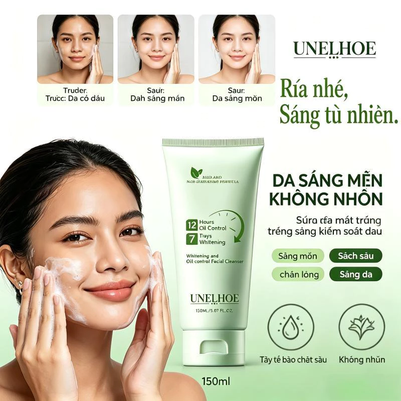 Sữa rửa mặt bọt kem mịn, Làm sạch sâu lỗ chân lông không căng da dành cho da dầu