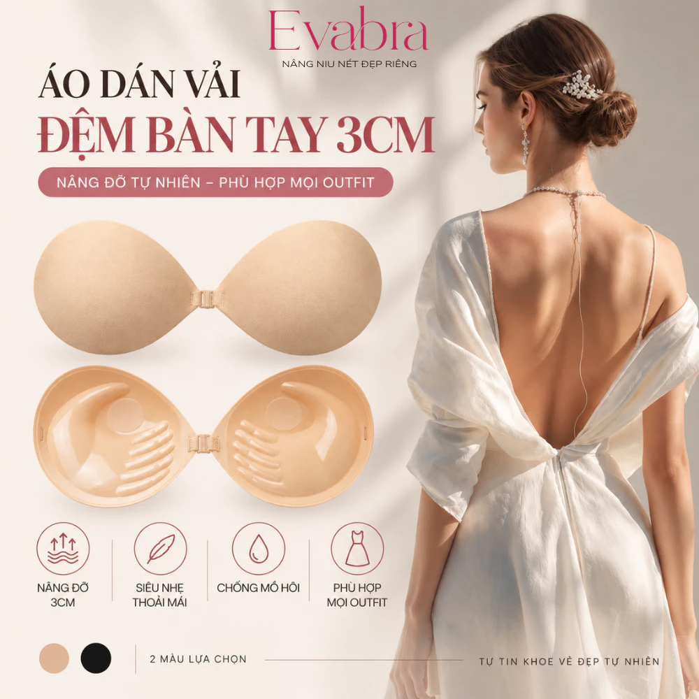 Miếng Dán Ngực Cánh Tiên EVA BRA Mỏng 1CM Cài Trước Tạo Khe, Nâng Ngực Tự Nhiên, Bám Dính Tốt - 01244