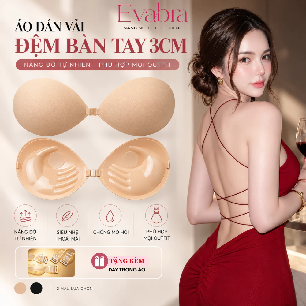 [Hỏa Tốc 4H] Miếng Dán Ngực EVA BRA Cài Trước Hình Bàn Tay, Siêu Dính Nâng Gom Ngực, Hở Lưng Tạo Khe - D0127
