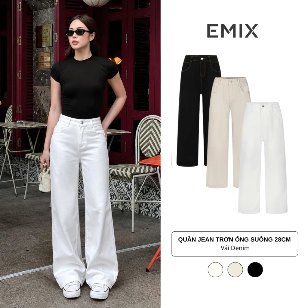 Quần Bò Jean Ống Suông Trơn Retro Nhiều Màu Back To School Quần Đi Học Đi Làm Cực Xinh