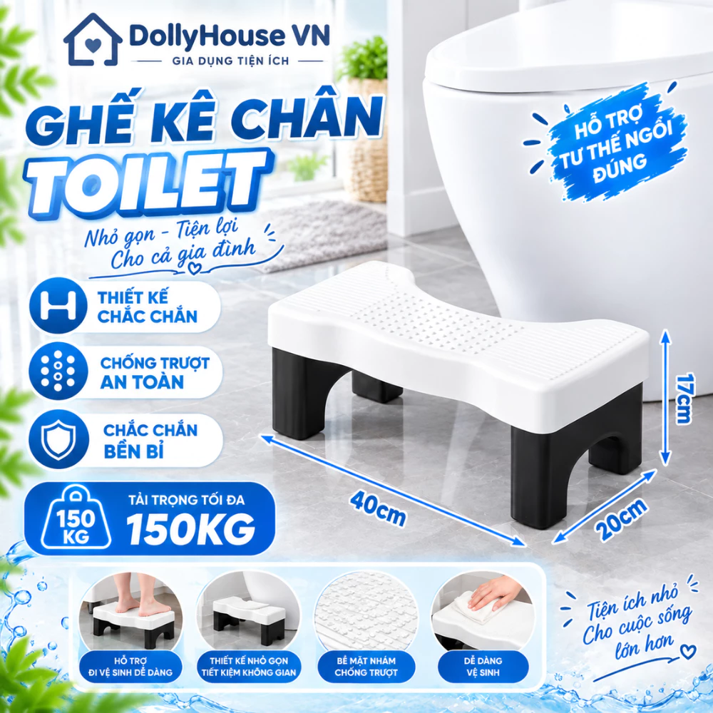 Ghế Kê Chân Toilet Hỗ Trợ Đi Vệ Sinh Đúng Tư Thế, Ghế Đẩu Hỗ Trợ Chống Trĩ