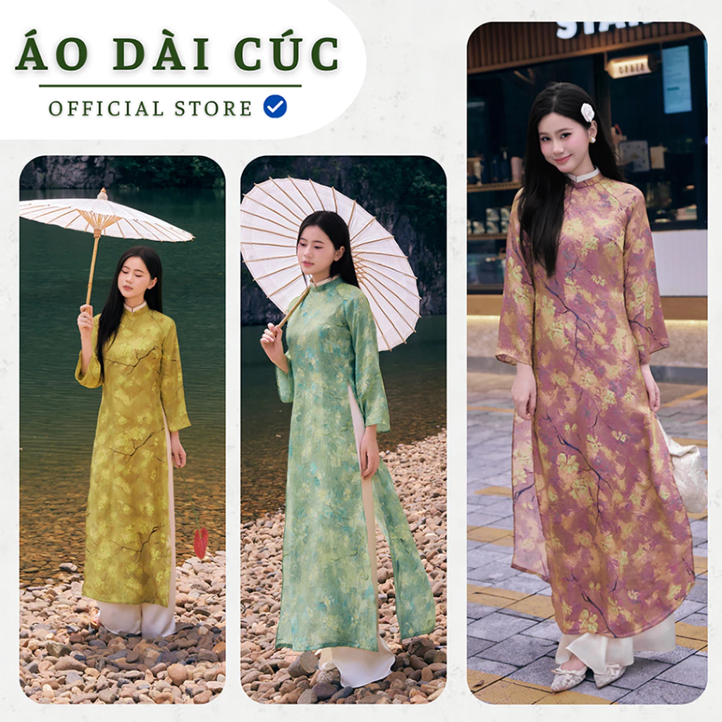 [ MỞ BÁN ]Áo dài VÂN THƯ, dáng cách tân form suông , cổ tầng cách điệu, phù hợp các dịp đi chơi, lễ tết - Áo Dài Cúc