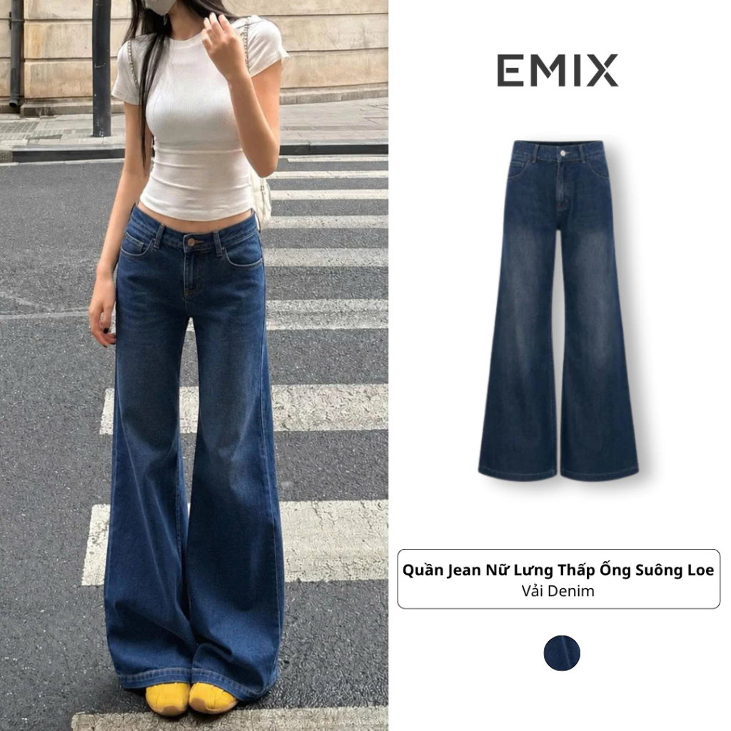 Quần Jean Nữ Lưng Thấp Ống Suông Loe QJeans096 Retrostyle