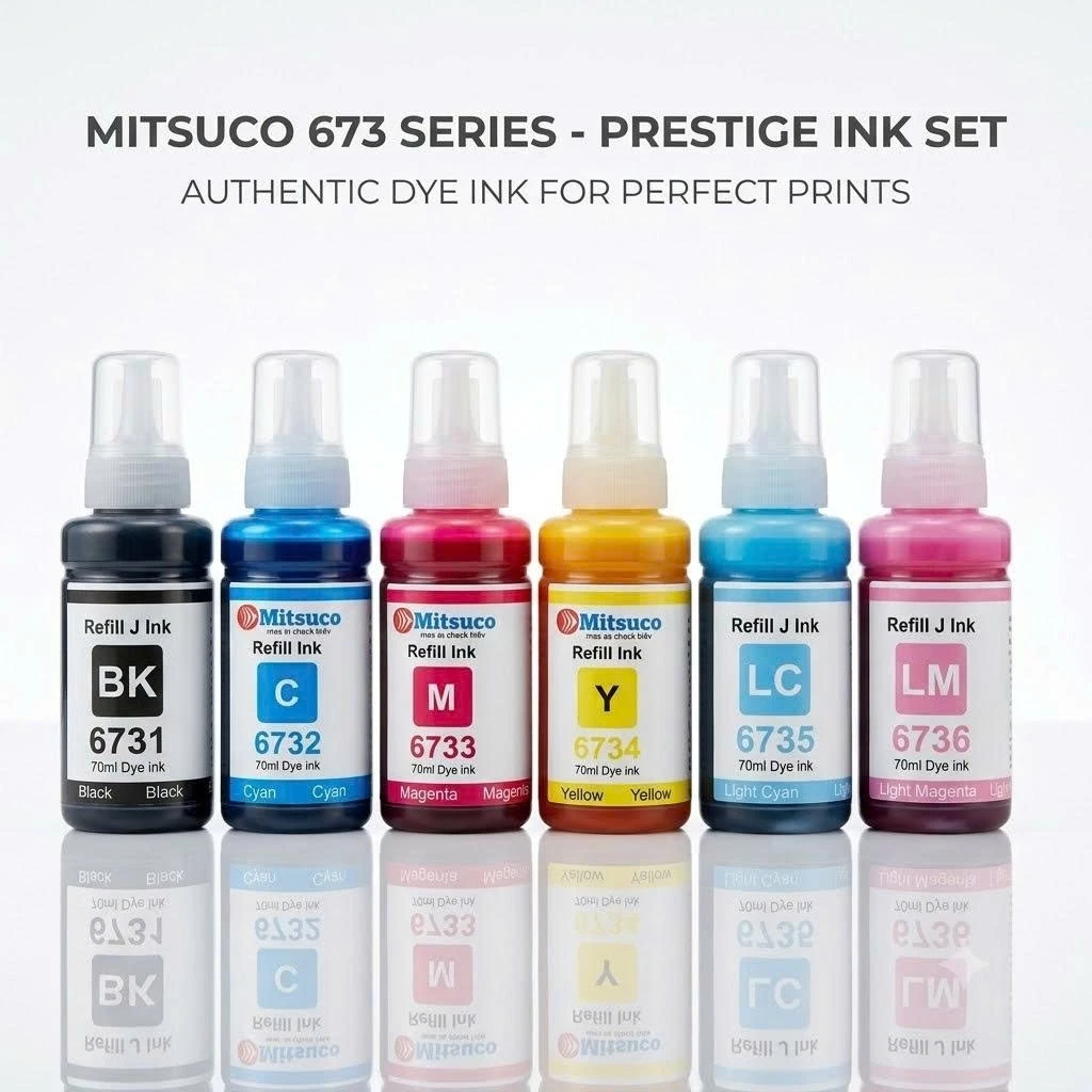 Mực in màu Mitsuco 673 cho Epson L805 L1800 L810 L850 - Màu sắc trung thực độ bền màu cao chống phai