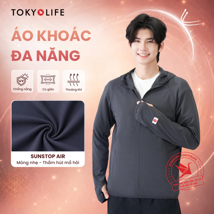 Áo Khoác Đa Năng Nam TOKYOLIFE Chống Tia UV Dòng Sunstop Air Mũ Liền Thoáng Khí 40000462