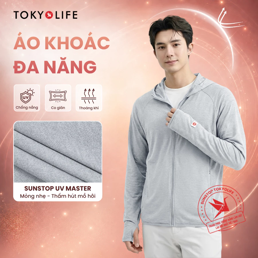 [LIVESTREAM] Áo khoác đa năng chống nắng nam SunStop Master TOKYOLIFE chống tia UV mũ liền thoáng mát 40000540