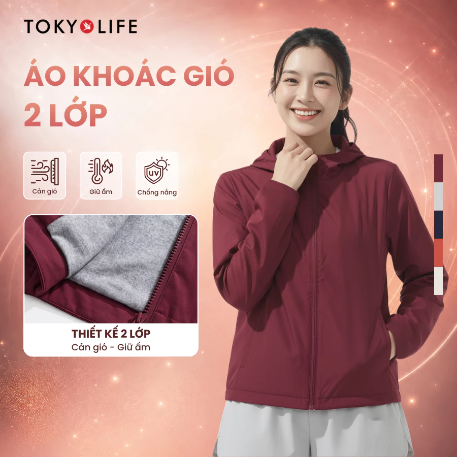 [THU ĐÔNG 2026] Áo khoác gió nữ 2 lớp gấp gọn TOKYOLIFE cản gió càn bụi mỏng nhẹ đi leo núi, trekking, chạy bộ 40002362