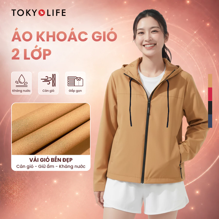 [THU ĐÔNG 2026] Áo khoác gió Nữ chống thấm nước TOKYOLIFE áo gió 2 lớp cản gió thời trang trekking, leo núi 40002367