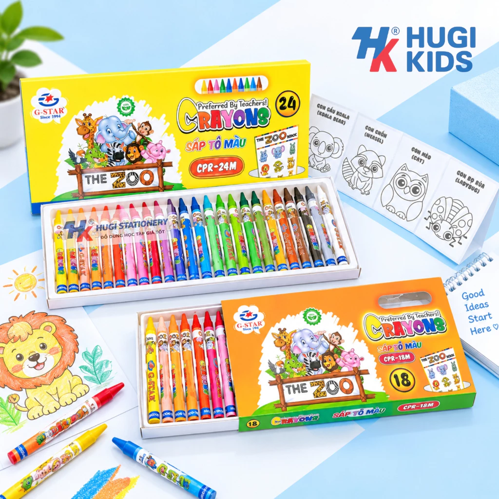 Bút Sáp Tô Màu Gstar CPR – Bộ 12/18/24 Màu, Màu Lên Đẹp, Dành Cho Học Sinh